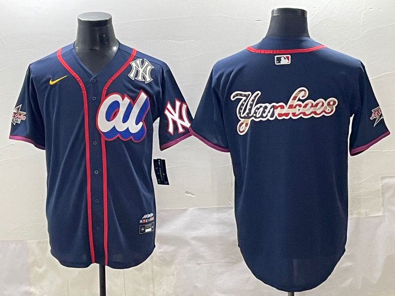 Men 2025 New York Yankees Blank Drak Blue All star Blank Blue Nike MLB Jersey style 6